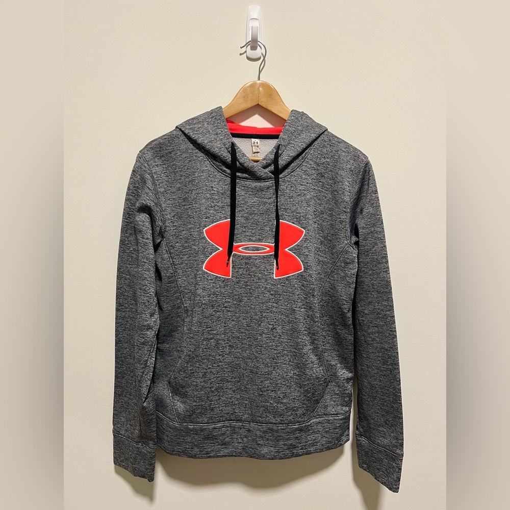 Under Armour Cold Gear Semi-Fitted Unisex Gray Hoodie w/ Hot Pink Hood & Accent